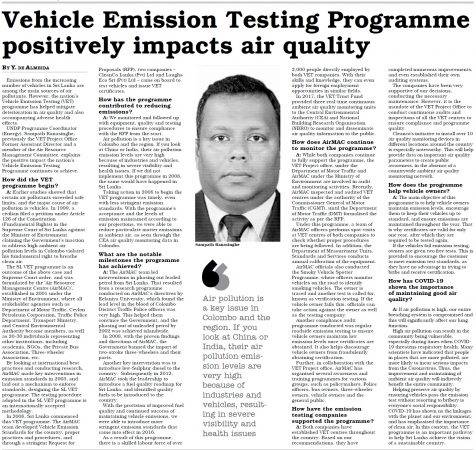 Exclusive Interview on Ceylon Today - Vehicle Emission Testing Programme positively impacts air quality